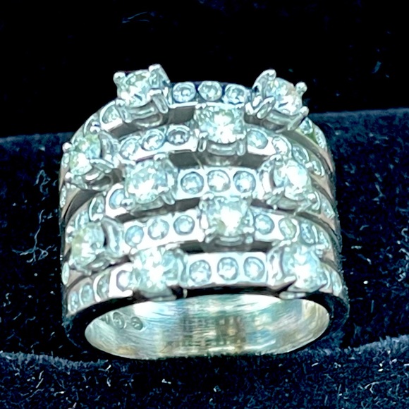 Designer Heirloom Quality 1.5 TCW of full cut diamonds  copyrighted© ring 14K WG - Picture 3 of 17